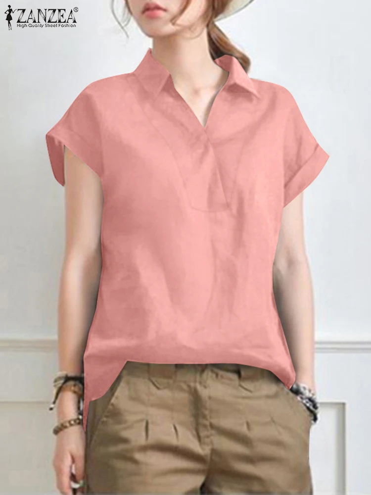 ZANZEA Summer Women Short Sleeve Work OL Blouse Elegant Lapel Neck Shirts Solid Cotton Tops Casual Loose Blusas Oversize Chemise
ZANZEA Summer Women Short Sleeve Work OL Blouse Elegant Lapel Neck Shirts Solid Cotton Tops Casual Loose Blusas Oversize Chemise