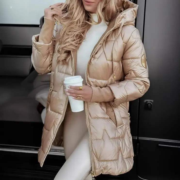 Hooded Cotton Jacket Medium to Long Three Zipper Cotton Women's Thickened Long Sleeve Coat Geometric Pattern Commute Style
Hooded Cotton Jacket Medium to Long Three Zipper Cotton Women's Thickened Long Sleeve Coat Geometric Pattern Commute Style