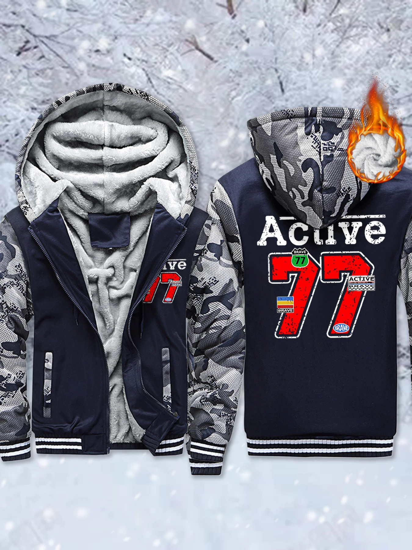 Active Number 77 Creative Printed Fleece Comfy Jackets Unisex Soft Warm Veste Winter Thicken Streetwear Pocket Zip-Up Hoodie
Active Number 77 Creative Printed Fleece Comfy Jackets Unisex Soft Warm Veste Winter Thicken Streetwear Pocket Zip-Up Hoodie