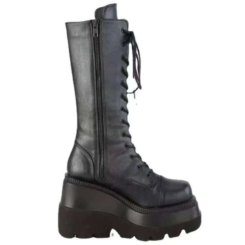 Punk Style Autumn Winter Boots Elastic Microfiber Shoes Woman Ankle Boots High Heels Black Thick Platform Long Knee High Boots
Punk Style Autumn Winter Boots Elastic Microfiber Shoes Woman Ankle Boots High Heels Black Thick Platform Long Knee High Boots