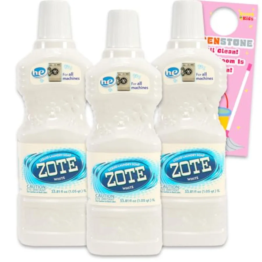 Zote Liquid Soap 3 Pack for Laundry - Bundle with 3 Bottles of Blanco Liquid Detergent Plus Door Hanger White Zote Soap 3 Pack
Zote Liquid Soap 3 Pack for Laundry - Bundle with 3 Bottles of Blanco Liquid Detergent Plus Door Hanger White Zote Soap 3 Pack