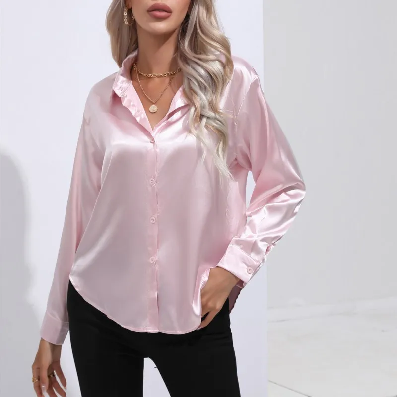 Elegant Women's Satin Imitation Silk Long Sleeve Shirt Autumn Winter New Solid Office Ladies Lapel Button Blouse Women Clothing
Elegant Women's Satin Imitation Silk Long Sleeve Shirt Autumn Winter New Solid Office Ladies Lapel Button Blouse Women Clothing
