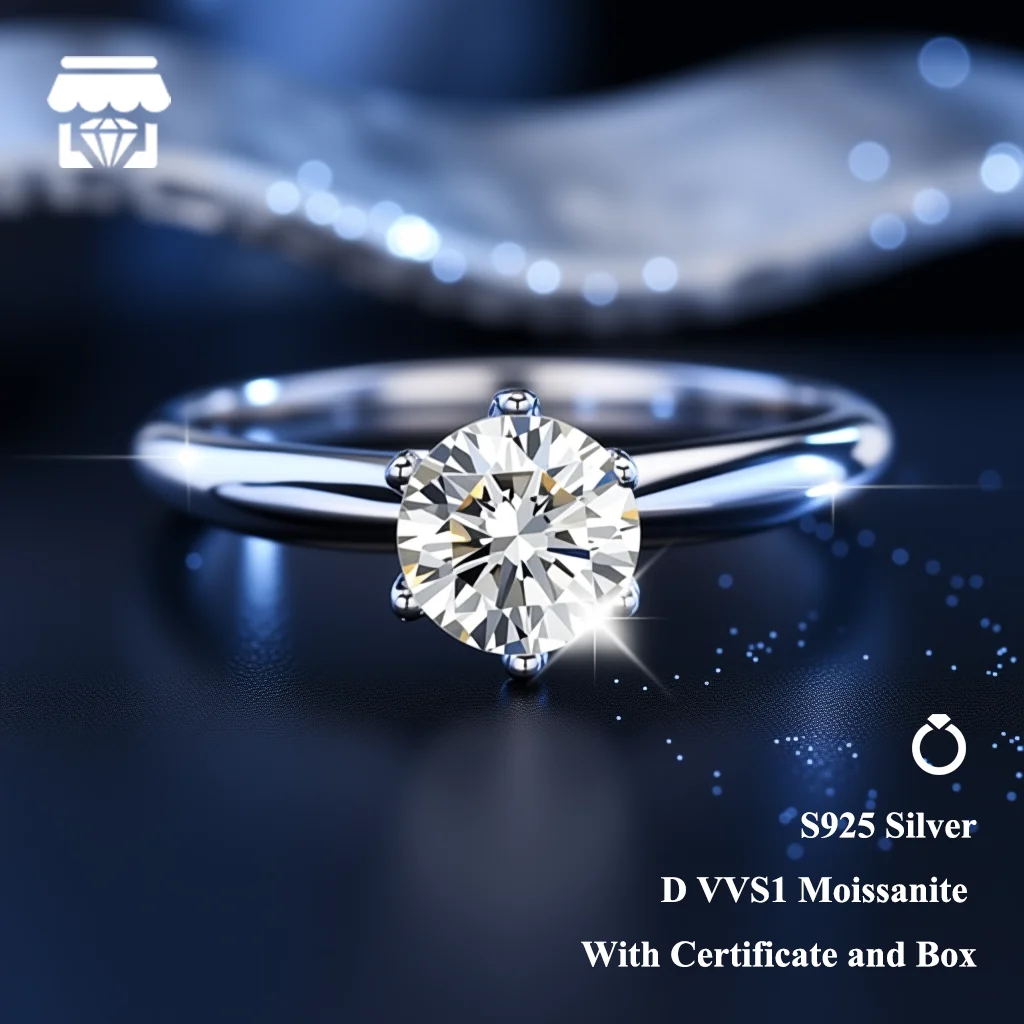 With GRA Certificate 100% Real Moissanite Rings Pass Diamond Tester S925 Sterling Silver For Man And Women As Gift
With GRA Certificate 100% Real Moissanite Rings Pass Diamond Tester S925 Sterling Silver For Man And Women As Gift