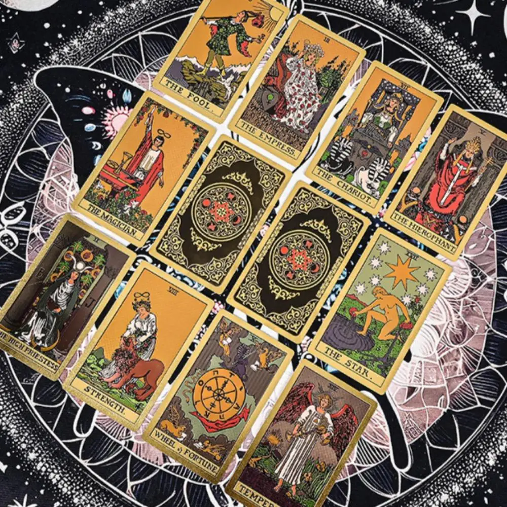 12*7cm Black Gold Hexagram Rider Gold Foil Tarot Deck – 78 Pcs Waterproof Scratch-Resistant Tarot Cards In Rigid Gift Box
12*7cm Black Gold Hexagram Rider Gold Foil Tarot Deck – 78 Pcs Waterproof Scratch-Resistant Tarot Cards In Rigid Gift Box