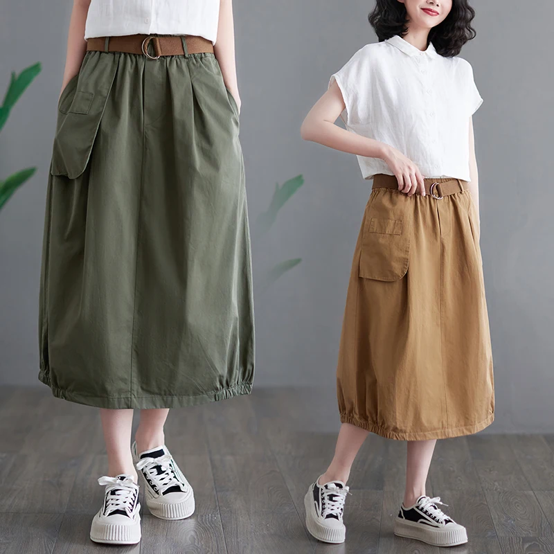 Новая летняя хлопковая юбка А-силуэта с высокой талией, женская свободная миди-юбка в корейском стиле для повседневной носки
Новая летняя хлопковая юбка А-силуэта с высокой талией, женская свободная миди-юбка в корейском стиле для повседневной носки
