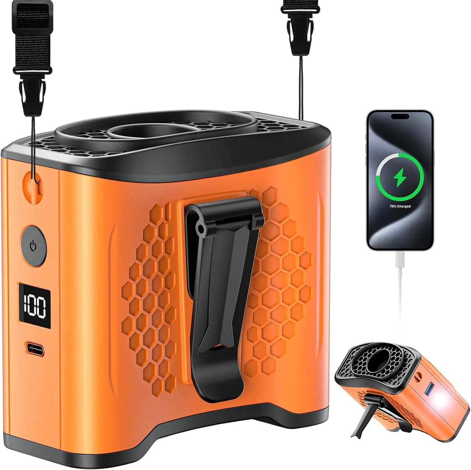 Waist Fan Clip On, 13000RPM 4 Speeds, 10000mAh Power Bank, Type-C Fast Charge, LCD Display, SOS Light for Outdoor Travel
Waist Fan Clip On, 13000RPM 4 Speeds, 10000mAh Power Bank, Type-C Fast Charge, LCD Display, SOS Light for Outdoor Travel