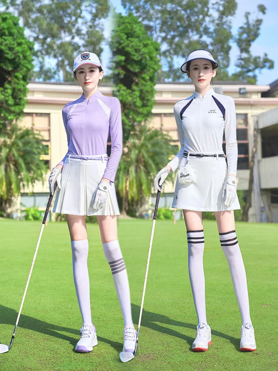 Новая женская футболка для гольфа 2024 года с длинным рукавом, воротником-стойкой, облегающая, универсальная, быстросохнущая, спортивная одежда для гольфа
Новая женская футболка для гольфа 2024 года с длинным рукавом, воротником-стойкой, облегающая, универсальная, быстросохнущая, спортивная одежда для гольфа