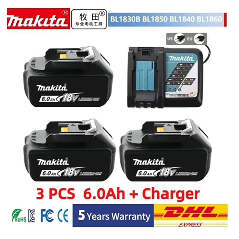 Original Makita 18V 6Ah Li-ion Battery,For Makita 18V Power Tool DDF487 DTD173 DGA404 DTW700 DHP487 Replacement Lithium Battery
Original Makita 18V 6Ah Li-ion Battery,For Makita 18V Power Tool DDF487 DTD173 DGA404 DTW700 DHP487 Replacement Lithium Battery