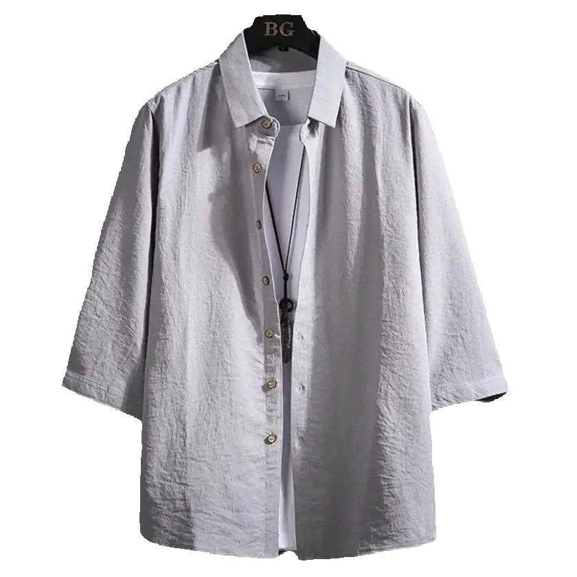 Men's Fashion Summer Solid Three-quarter Sleeve Shirt Plus Size 6XL 7XL Basic Casual Shirts For Man Office Business Work Daily
Men's Fashion Summer Solid Three-quarter Sleeve Shirt Plus Size 6XL 7XL Basic Casual Shirts For Man Office Business Work Daily