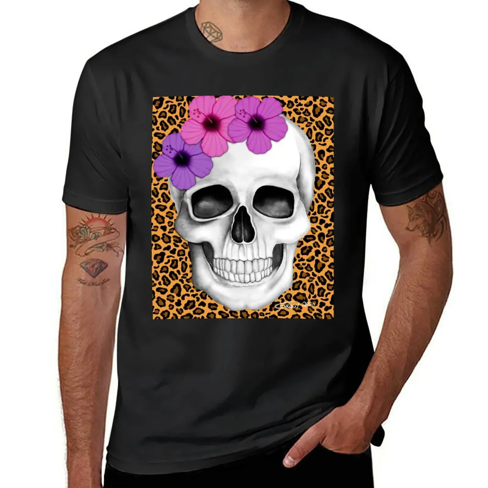 Skull With Flowers (On Leopard Print Background) T-Shirt man clothes shirts graphic tee plus size tops tshirts for men
Skull With Flowers (On Leopard Print Background) T-Shirt man clothes shirts graphic tee plus size tops tshirts for men