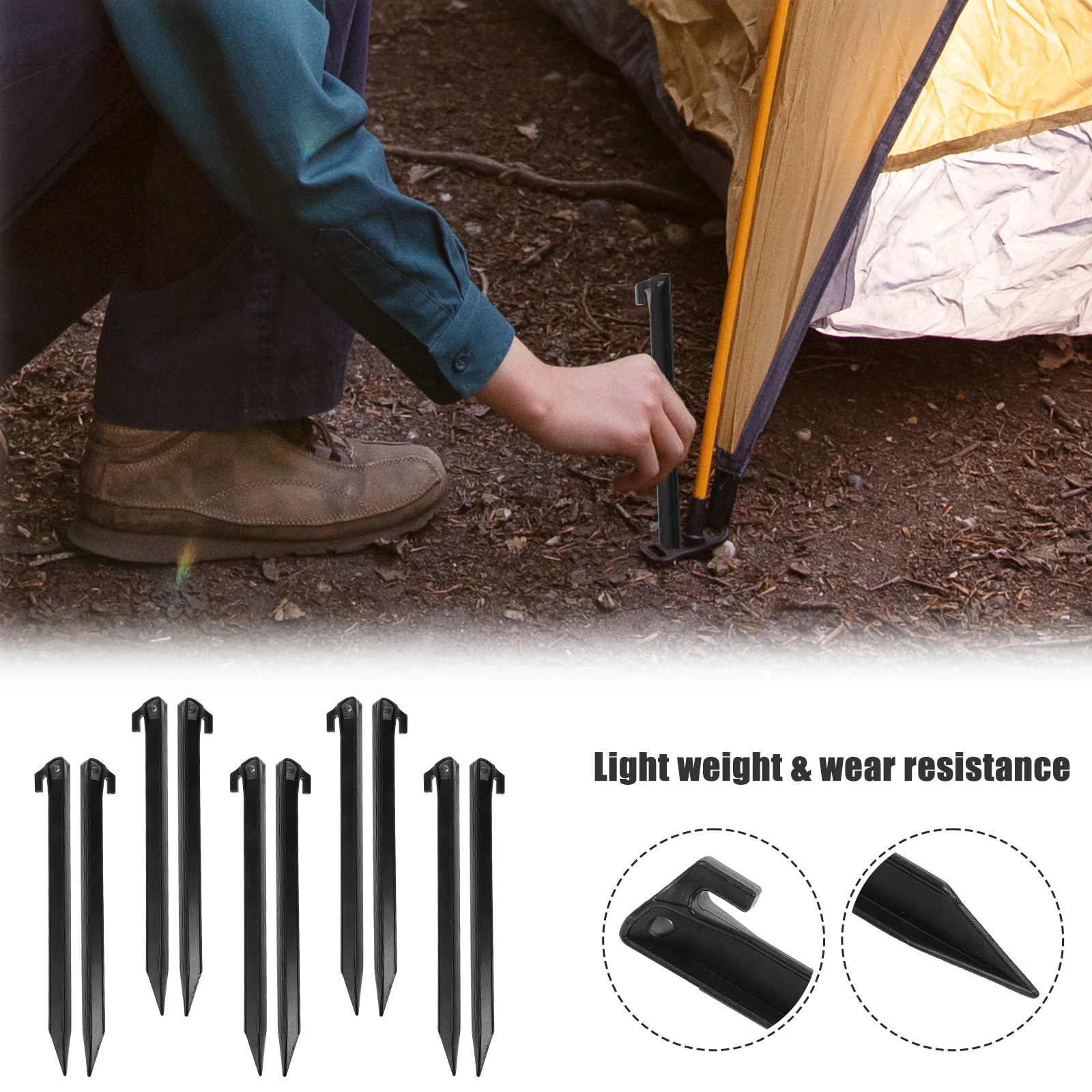10pcs Black 30x2 Tent Stakes Camping Accessories Heavy Duty Pegs Ground Piles Outdoor Gear Plastic Sand Stakes
10pcs Black 30x2 Tent Stakes Camping Accessories Heavy Duty Pegs Ground Piles Outdoor Gear Plastic Sand Stakes