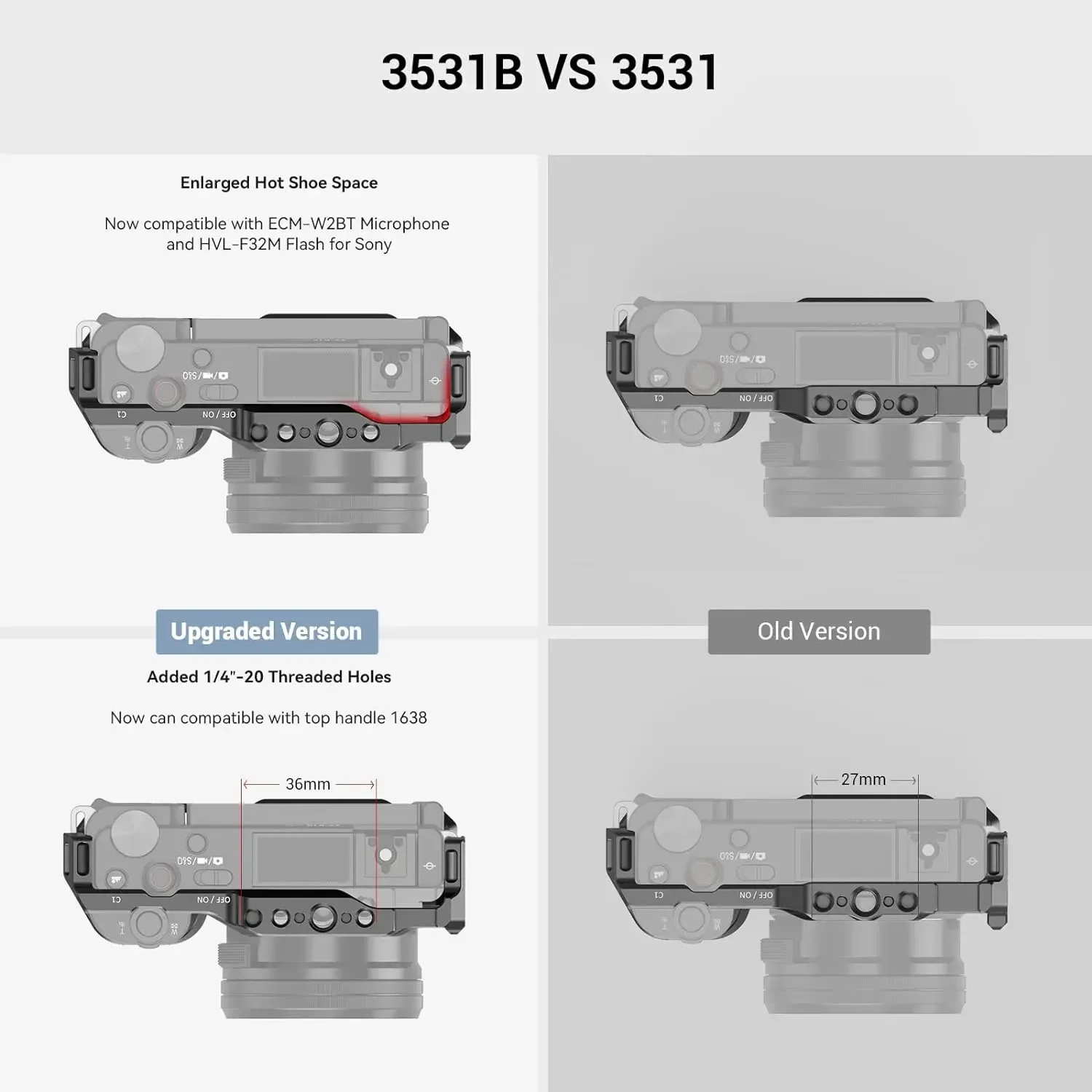New SmallRig Camera Cage with Built-in Quick Release Plate for Arca-Swiss Cold Shoe for ZV-E10 - 3531B In stock 2026
New SmallRig Camera Cage with Built-in Quick Release Plate for Arca-Swiss Cold Shoe for ZV-E10 - 3531B In stock 2026