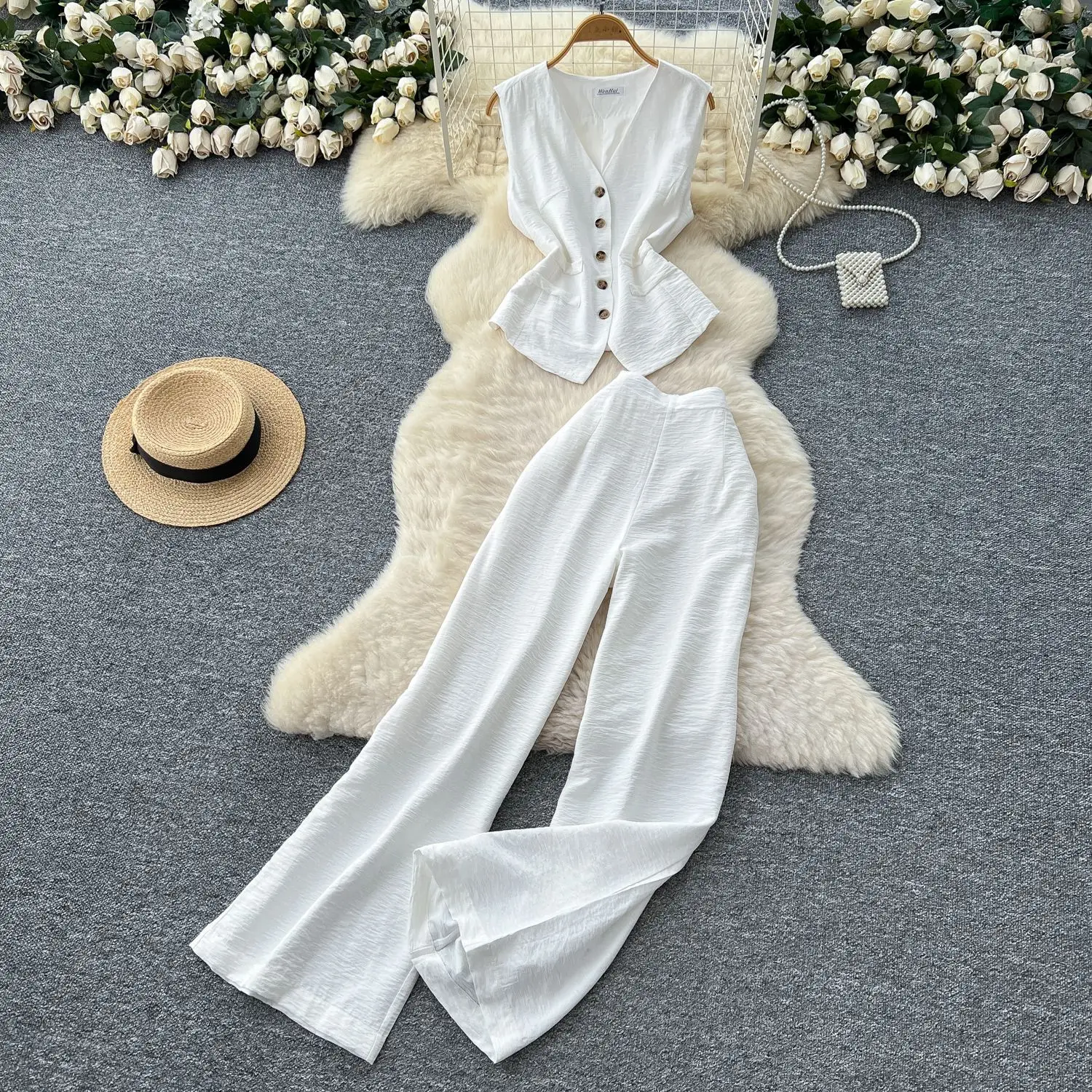 Pant Set Women Two Piece Sets Matching Sets Tops Casual Loose Summer Wide Leg Long Pants High Waist Y2k Streetwear Work 2025
Pant Set Women Two Piece Sets Matching Sets Tops Casual Loose Summer Wide Leg Long Pants High Waist Y2k Streetwear Work 2025