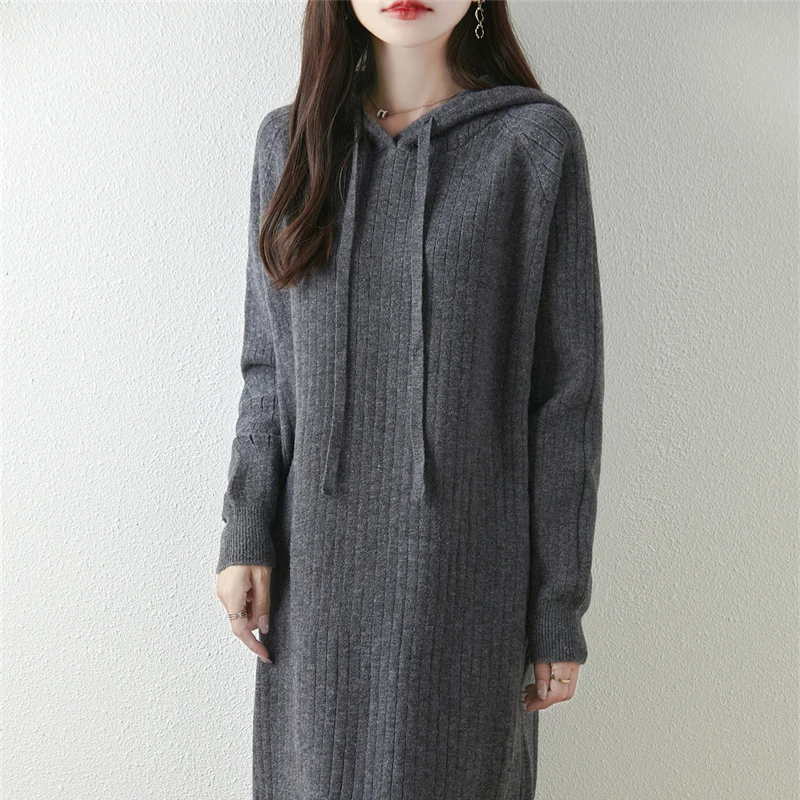 2024 New Medium to Long Thickened Wool Knitted Hooded Dress. Solid Color Fashion Versatile Long Sleeve. Woolen Dress
2024 New Medium to Long Thickened Wool Knitted Hooded Dress. Solid Color Fashion Versatile Long Sleeve. Woolen Dress
