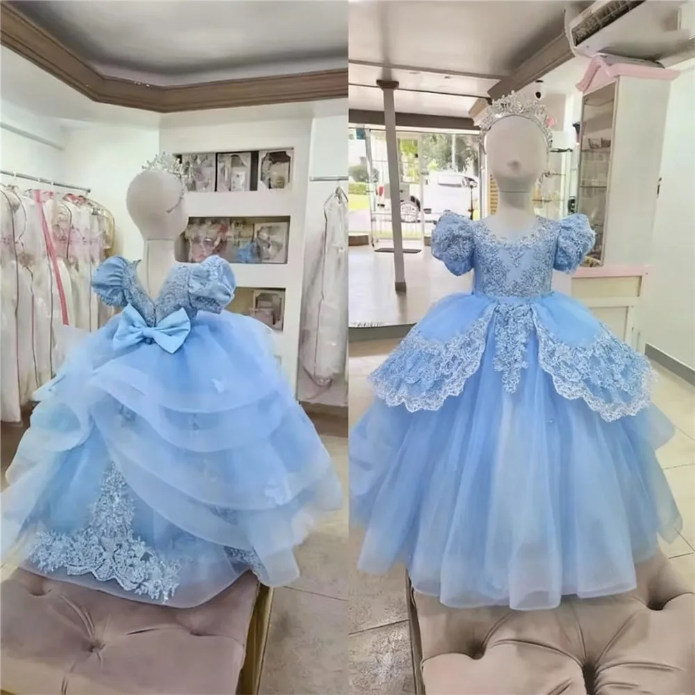 Blue Flower Girl Dress For Wedding With Bow Appliques Tiered Princess Girl Birthday Ball Gowns First Communion Gown Customized
Blue Flower Girl Dress For Wedding With Bow Appliques Tiered Princess Girl Birthday Ball Gowns First Communion Gown Customized