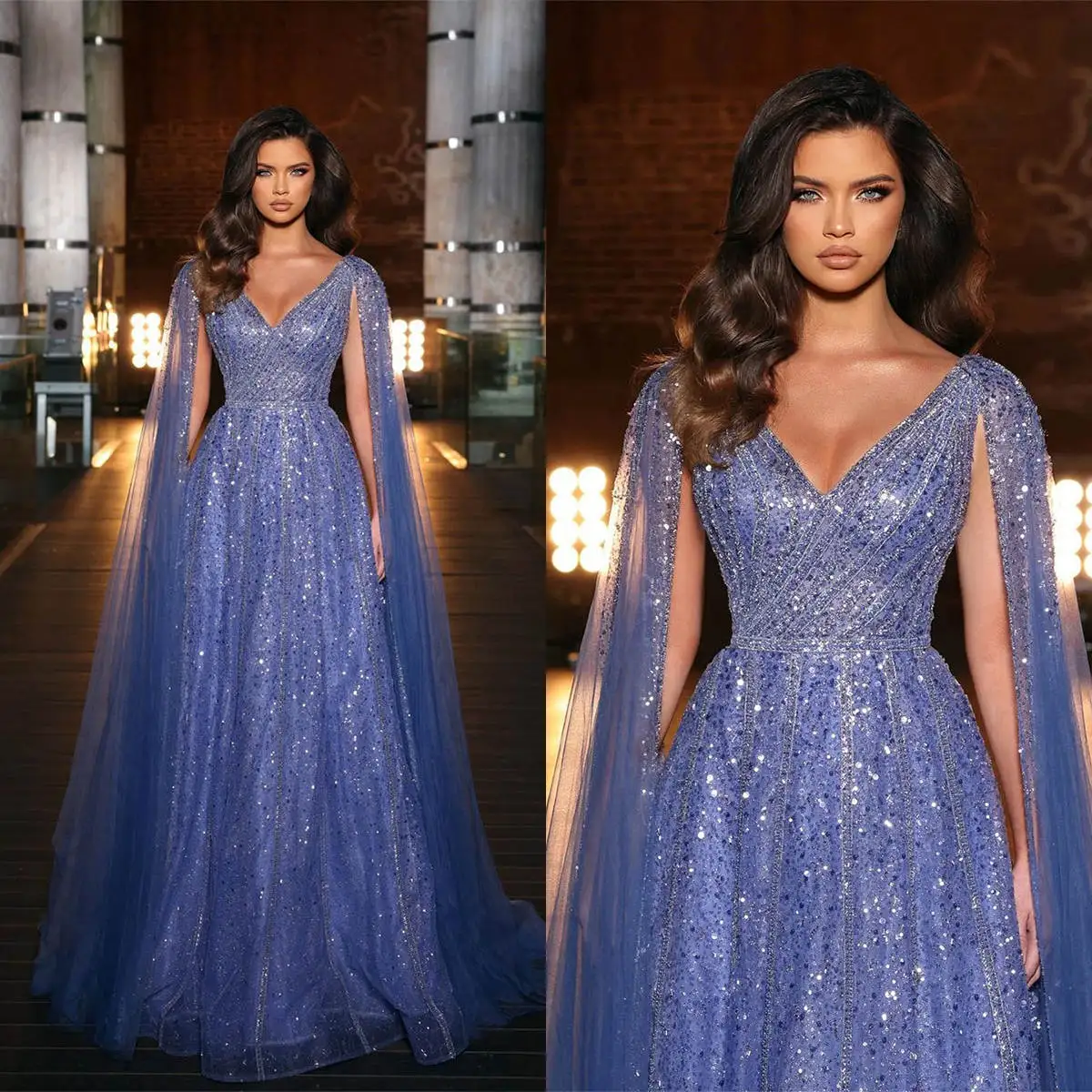 Sparkling A-Line Gown Evening Dresses Sequins Lace V-Neck Sleeveless Celebrity Party Prom Dresses Plus Size Color Customized
Sparkling A-Line Gown Evening Dresses Sequins Lace V-Neck Sleeveless Celebrity Party Prom Dresses Plus Size Color Customized
