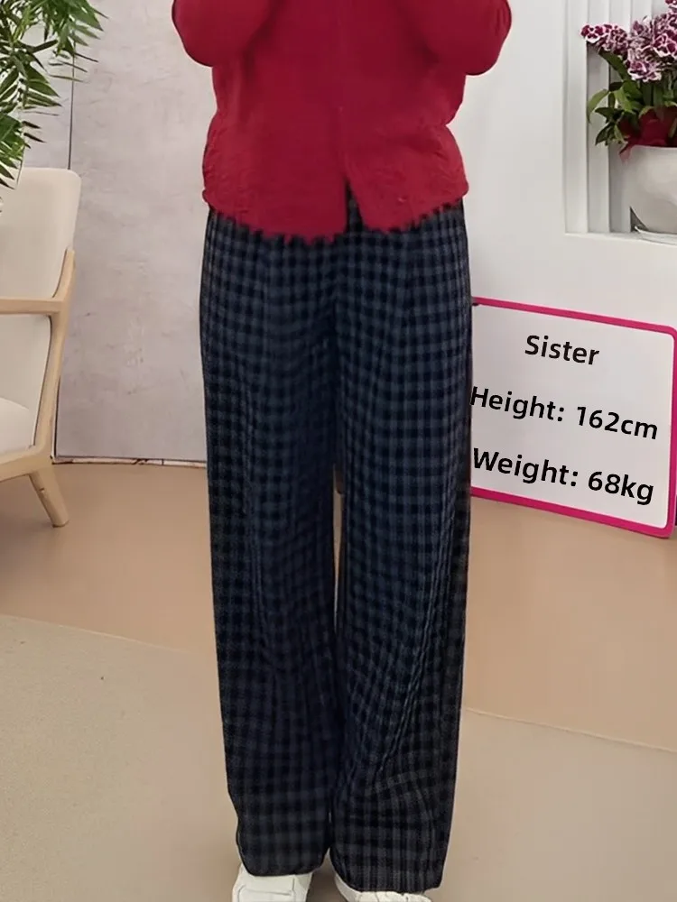 Thickened Woolen Trousers for Women High Waist Straight Leg Pants Winter Warm Casual Pants Plaid Pattern Casual Style
Thickened Woolen Trousers for Women High Waist Straight Leg Pants Winter Warm Casual Pants Plaid Pattern Casual Style
