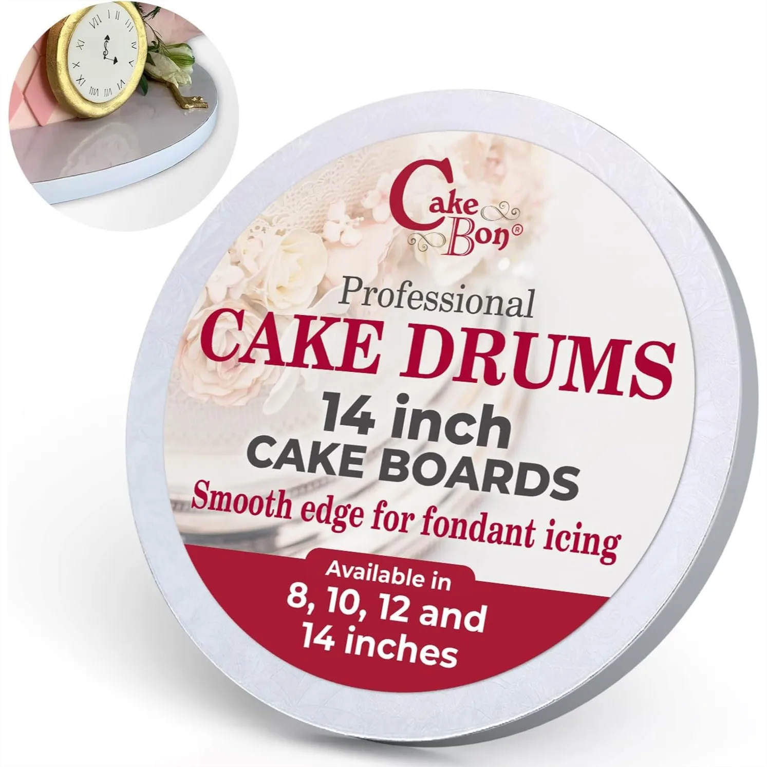 14 Inch Round Cake Boards, 1/2" Thick Sturdy Cake Drums, Fully Wrapped Edges for Professional Baking, 1-Pack
14 Inch Round Cake Boards, 1/2" Thick Sturdy Cake Drums, Fully Wrapped Edges for Professional Baking, 1-Pack