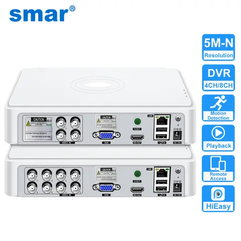 Smar CCTV DVR 4 Kanal/8 Kanal TVI CVi CVBS Hibrit 5'i 1 Arada Video Kaydedici 5M-N Sesli P2P Koaksiyel IP Kamera için İnsan Hareket Algılama