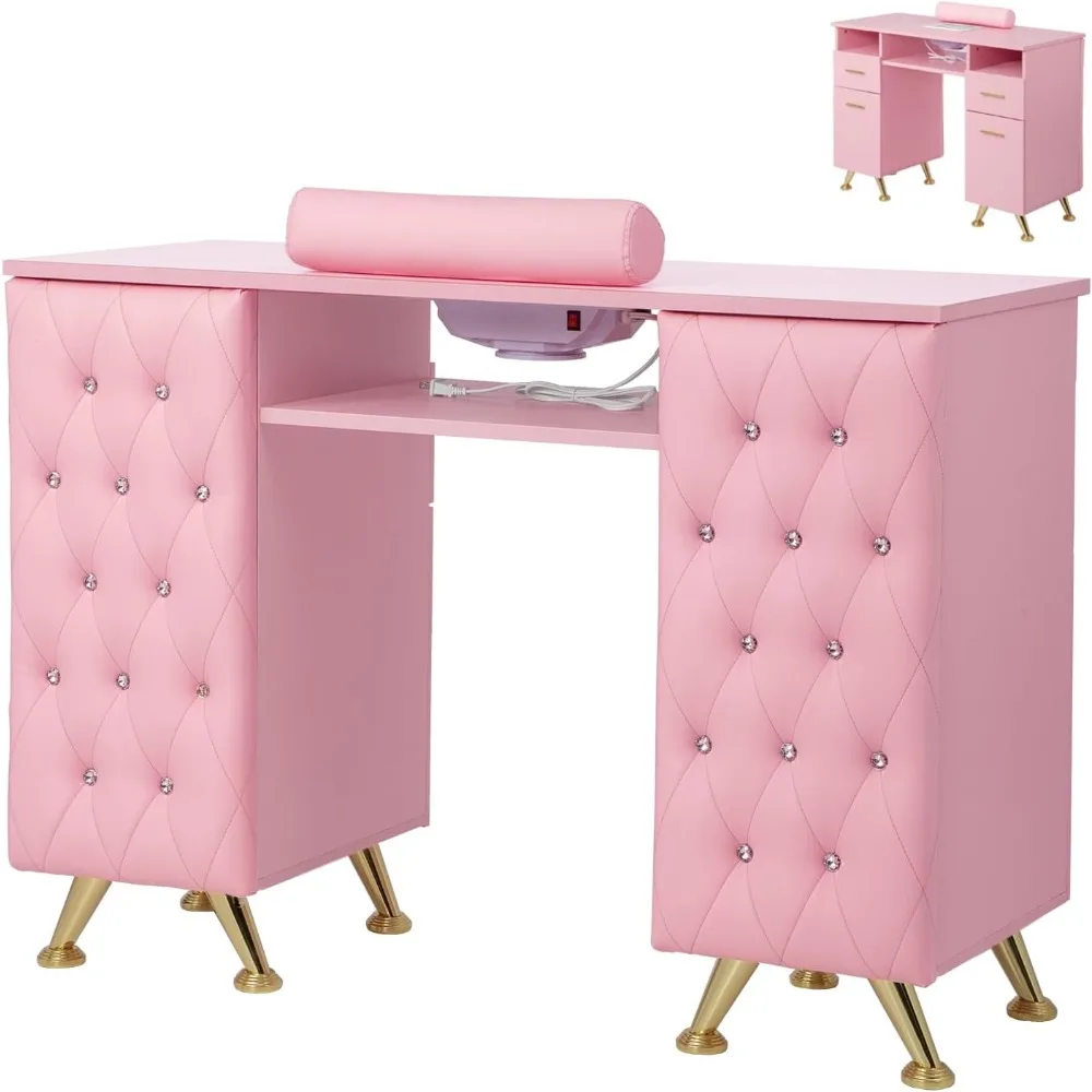 Nail table with dust collector, nail technology nail table, storage space, armrest, acetone resistant, pink and diamond colors
Nail table with dust collector, nail technology nail table, storage space, armrest, acetone resistant, pink and diamond colors