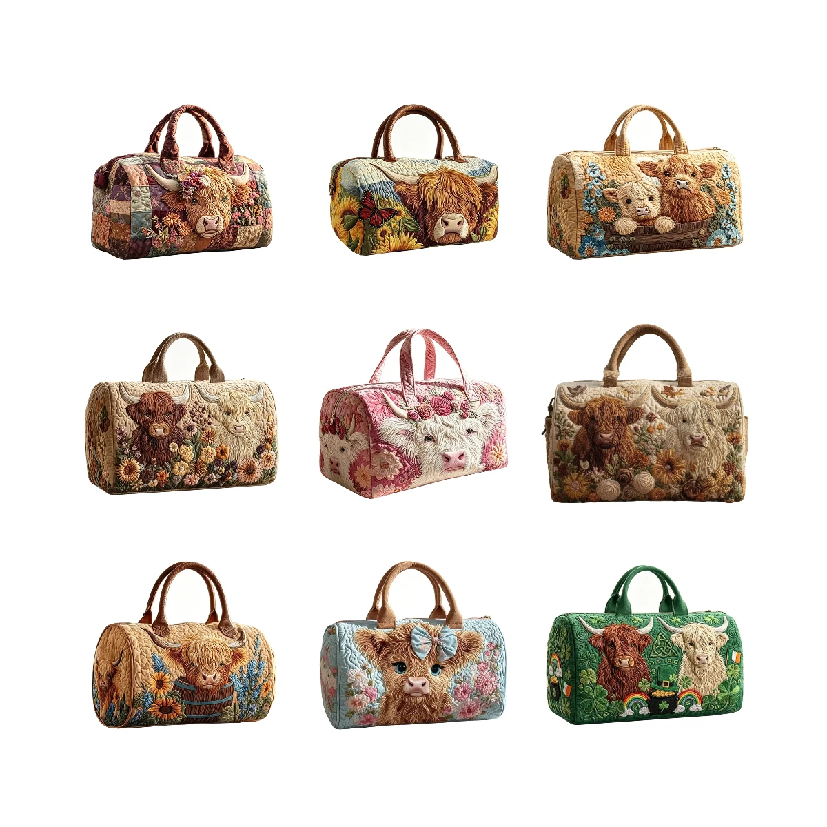 Highland Cow Quilted Duffle Bag Floral Farmhouse Style Travel Tote Bag Women Men Outdoor Weekender Handbag
Highland Cow Quilted Duffle Bag Floral Farmhouse Style Travel Tote Bag Women Men Outdoor Weekender Handbag
