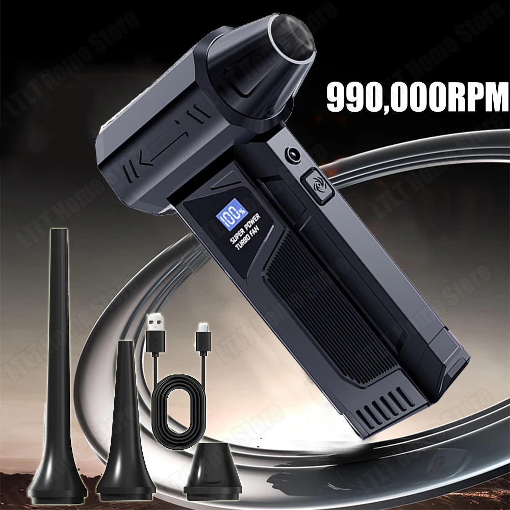 990000RPM Mini Air Blower Handheld Electric Turbo Jet Fan Industrial Dust Cleaner Brushless Motor High Speed Wind Tool 35m/s
990000RPM Mini Air Blower Handheld Electric Turbo Jet Fan Industrial Dust Cleaner Brushless Motor High Speed Wind Tool 35m/s