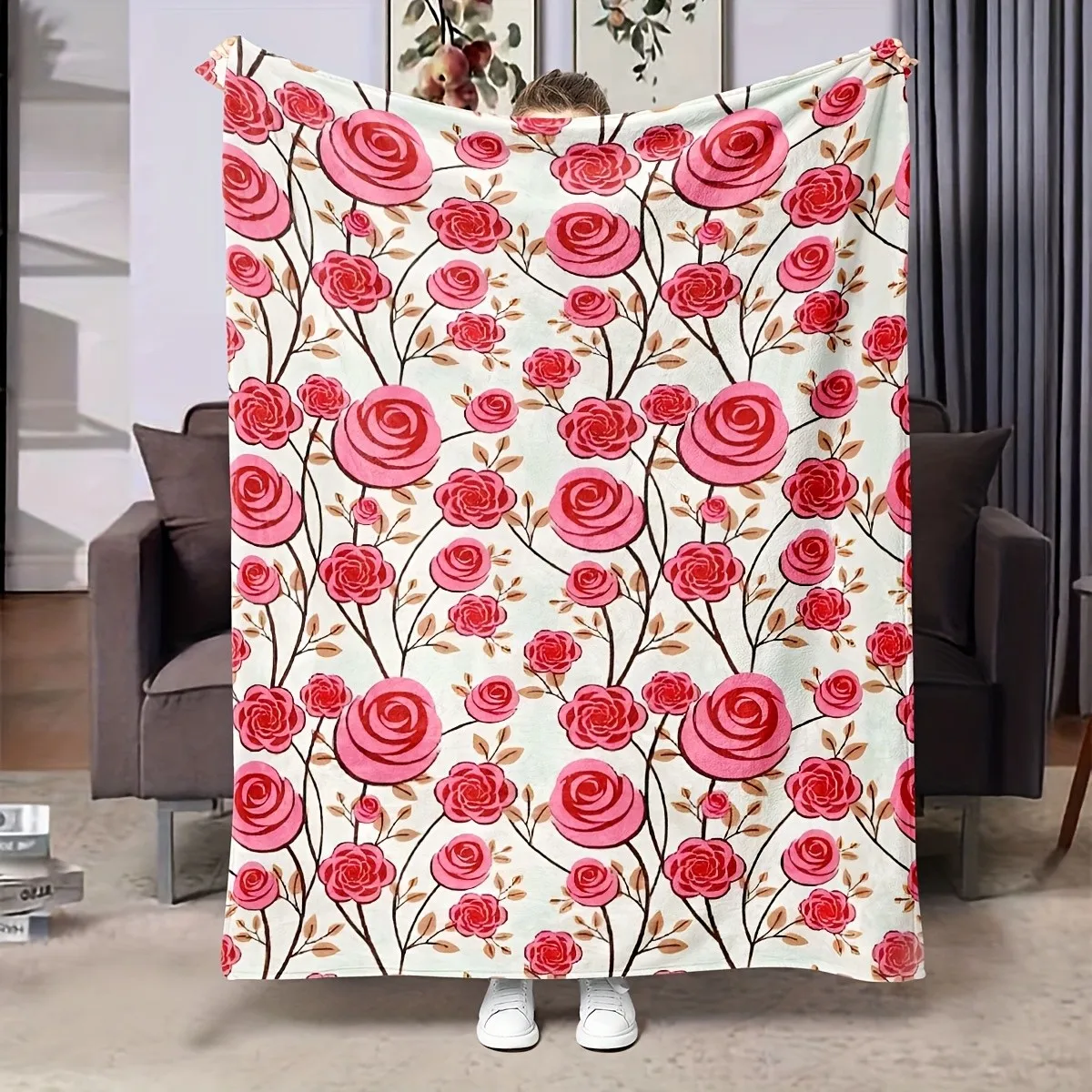 1 шт. Роскошное одеяло с рисунком красной розы, полиэфирная ткань, можно стирать в машине, подходит для декора спальни и гостиной.
1 шт. Роскошное одеяло с рисунком красной розы, полиэфирная ткань, можно стирать в машине, подходит для декора спальни и гостиной.