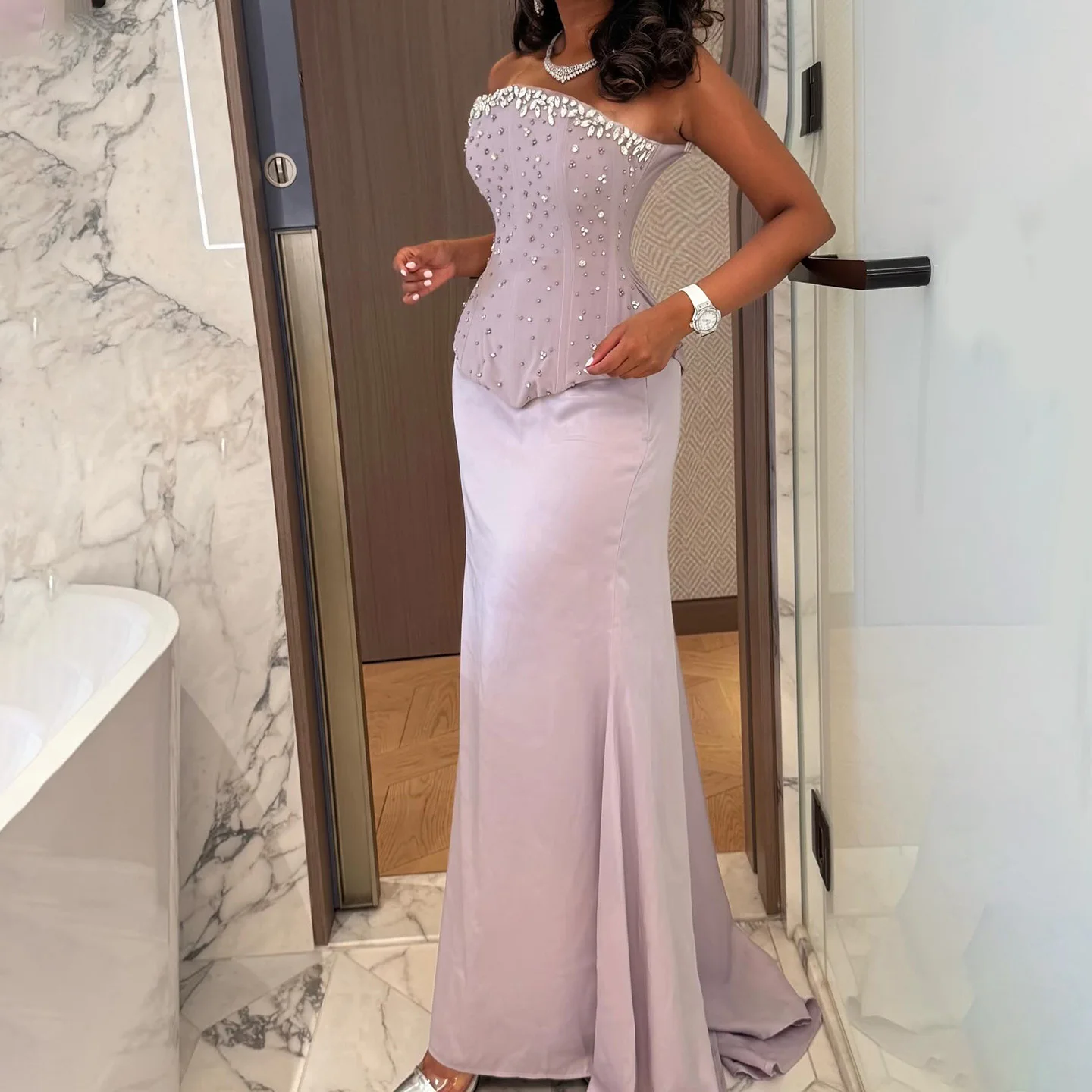 FOLOBE Lilac Elegant Strapless Evening Dresses with Dubai Crystal Mermaid Elegant Wedding Dresses Prom Gown Customized
FOLOBE Lilac Elegant Strapless Evening Dresses with Dubai Crystal Mermaid Elegant Wedding Dresses Prom Gown Customized