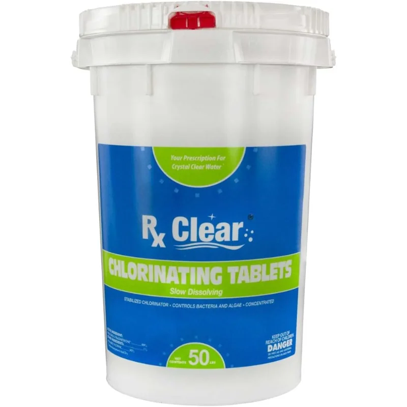 Rx Clear 3" Inch Stabilized Chlorine Tablets, 50 Pounds, Individual Chlorinating Tabs for Sanitizing Swimming Pools & Spas
Rx Clear 3" Inch Stabilized Chlorine Tablets, 50 Pounds, Individual Chlorinating Tabs for Sanitizing Swimming Pools & Spas