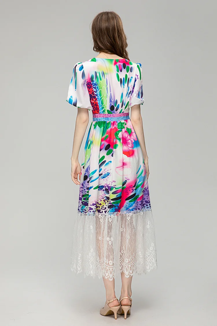 New Fashion Designer Summer Vintage Spliced Vestidos Women's Lantern Sleeve Diamond Lace High Waist Slim Print Long Dresses
New Fashion Designer Summer Vintage Spliced Vestidos Women's Lantern Sleeve Diamond Lace High Waist Slim Print Long Dresses