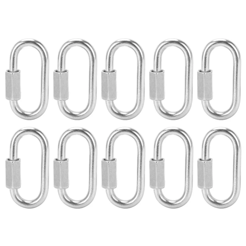10Pcs Quick Link Connector Chain Locking Threaded Carabiner For Hammock Camping Trailer M5
10Pcs Quick Link Connector Chain Locking Threaded Carabiner For Hammock Camping Trailer M5
