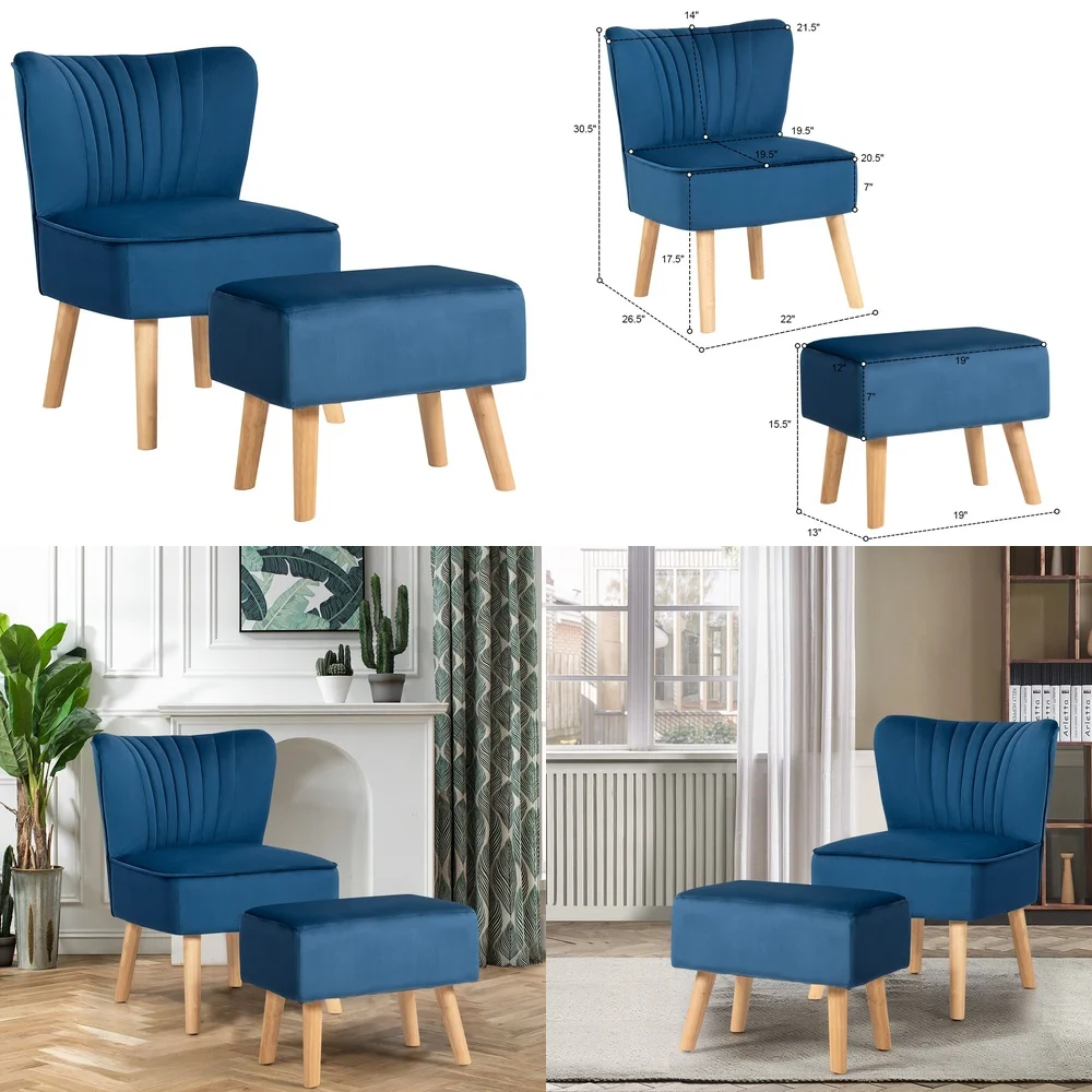 Living Room ChairsPlush Velvet Sofa Set with Ottoman Thick Padded Blue Upholstered Lounge Chair Wooden Legs Modern Living Room
Living Room ChairsPlush Velvet Sofa Set with Ottoman Thick Padded Blue Upholstered Lounge Chair Wooden Legs Modern Living Room