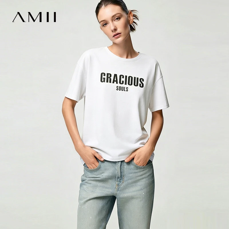 Amii Women's T-shirt 2026 Summer New Casual Round Neck Print Drop Shoulder Women's Short Sleeve Tee Cotton Loose Top 12622018
Amii Women's T-shirt 2026 Summer New Casual Round Neck Print Drop Shoulder Women's Short Sleeve Tee Cotton Loose Top 12622018