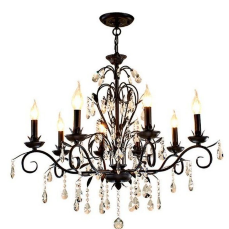 Vintage black crystal candle chandelier medieval living room bedroom atmospheric high-end lamps
Vintage black crystal candle chandelier medieval living room bedroom atmospheric high-end lamps