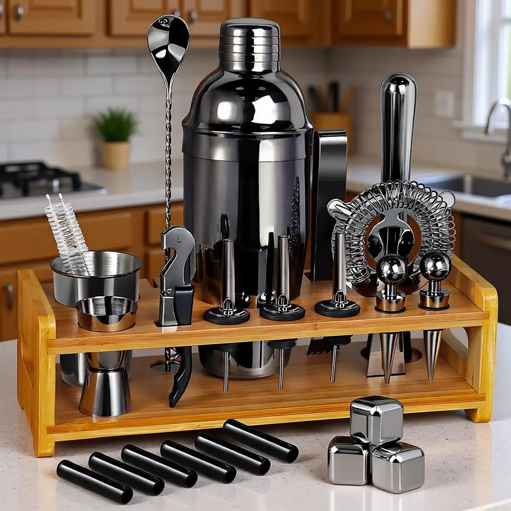 Набор для приготовления коктейлей из 26 предметов: шейкер и аксессуары для бармена | Набор для приготовления коктейлей из нержавеющей стали с бамбуковой подставкой для домашнего бара и вечеринок
Набор для приготовления коктейлей из 26 предметов: шейкер и аксессуары для бармена | Набор для приготовления коктейлей из нержавеющей стали с бамбуковой подставкой для домашнего бара и вечеринок