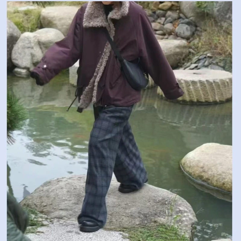 Autumn and winter wool retro fashionable drawstring elastic waist plaid loose lazy casual pants
Autumn and winter wool retro fashionable drawstring elastic waist plaid loose lazy casual pants