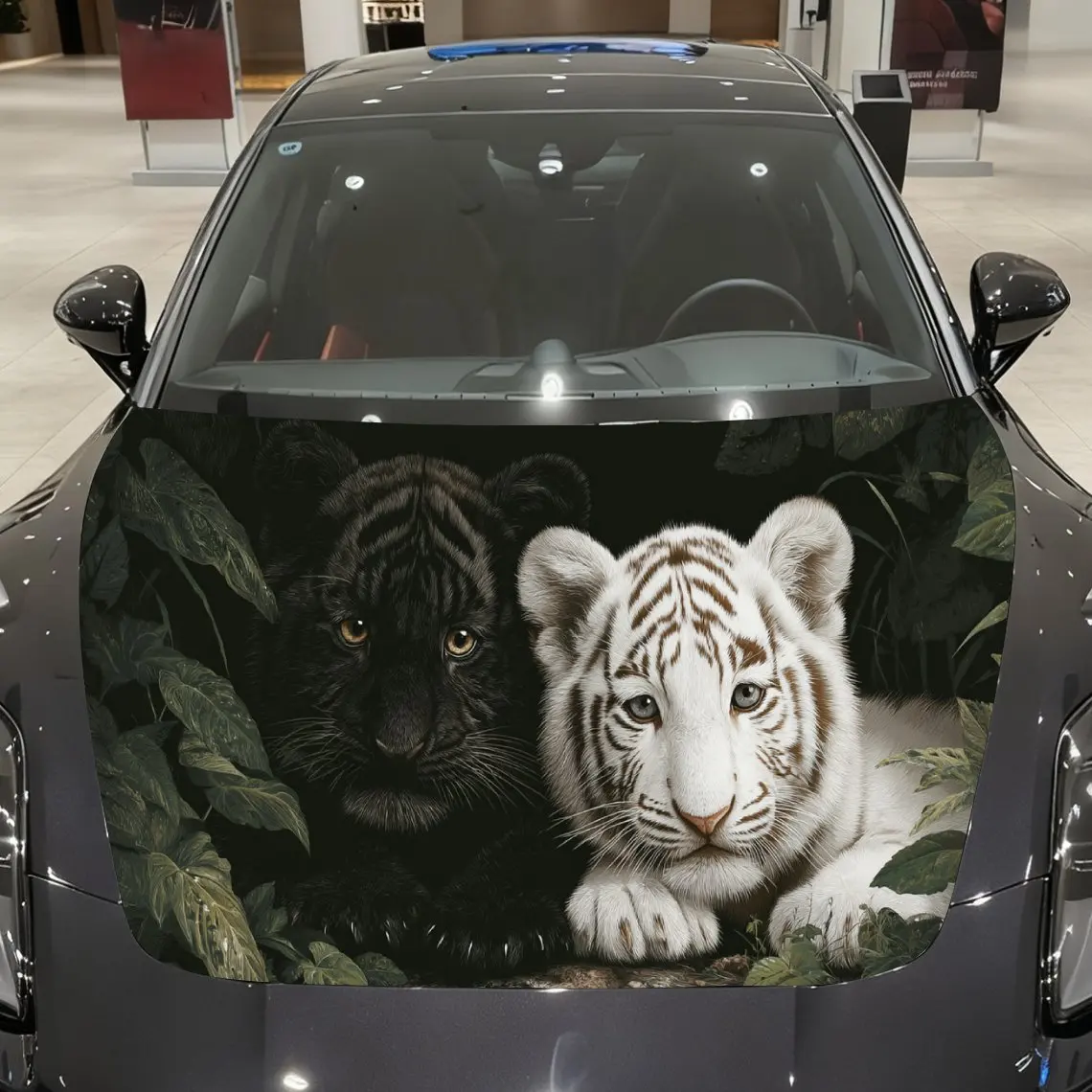 Car Decal Tigers (Black & White) with Green Foliage Artistic Background & Ferocious-Natural Aesthetic Car Hood Sticker, Waterpro
Car Decal Tigers (Black & White) with Green Foliage Artistic Background & Ferocious-Natural Aesthetic Car Hood Sticker, Waterpro