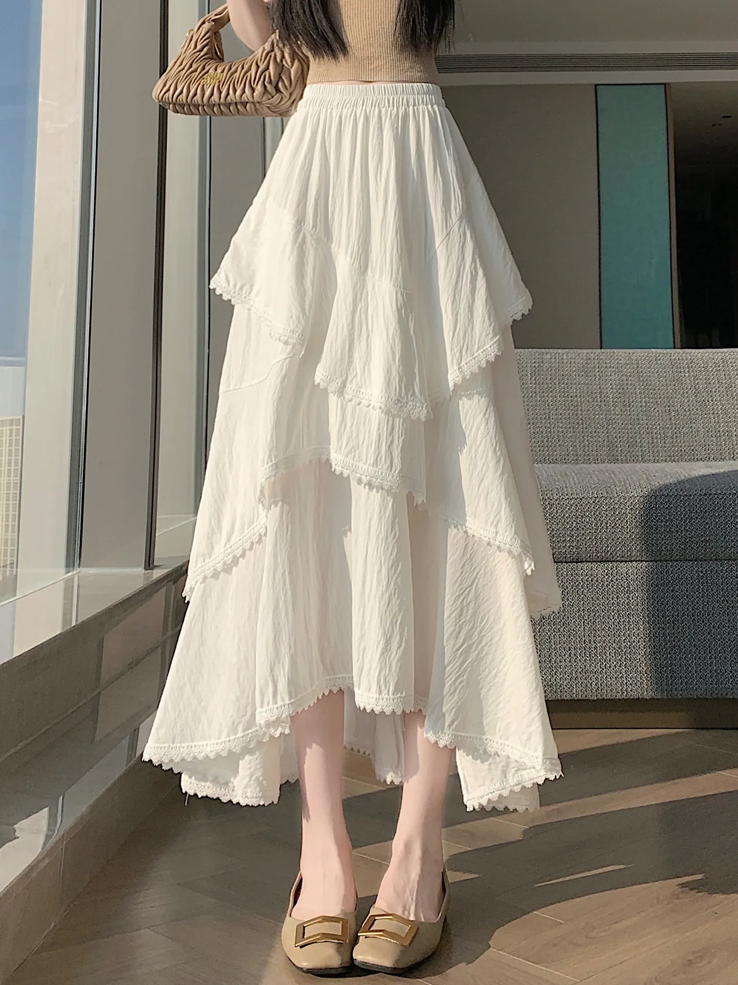 Asymmetric Layered Long Skirt Women's Summer New Design Beautiful Lace Fairy Skirt Korean Style High Waist A-Line Skirt
Asymmetric Layered Long Skirt Women's Summer New Design Beautiful Lace Fairy Skirt Korean Style High Waist A-Line Skirt
