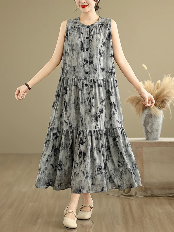 Summer Loose Vest Dress Women's Chiffon Print Large Size Sleeveless Dress Commute Vintage Style round Neck Casual Wear
Summer Loose Vest Dress Women's Chiffon Print Large Size Sleeveless Dress Commute Vintage Style round Neck Casual Wear