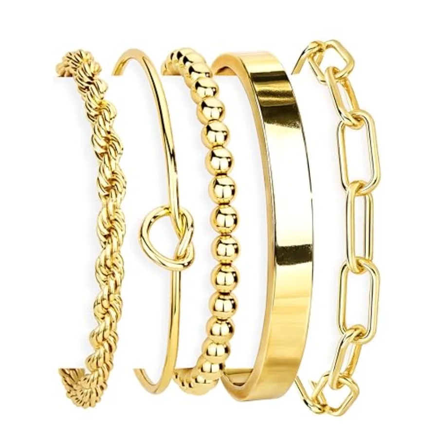 Gokeey Gold Bracelets Set for Women Non Tarnish, Waterproof 14K Gold Plated Sterling Silver Chunky Cuff Bracelet Stackable Gold
Gokeey Gold Bracelets Set for Women Non Tarnish, Waterproof 14K Gold Plated Sterling Silver Chunky Cuff Bracelet Stackable Gold