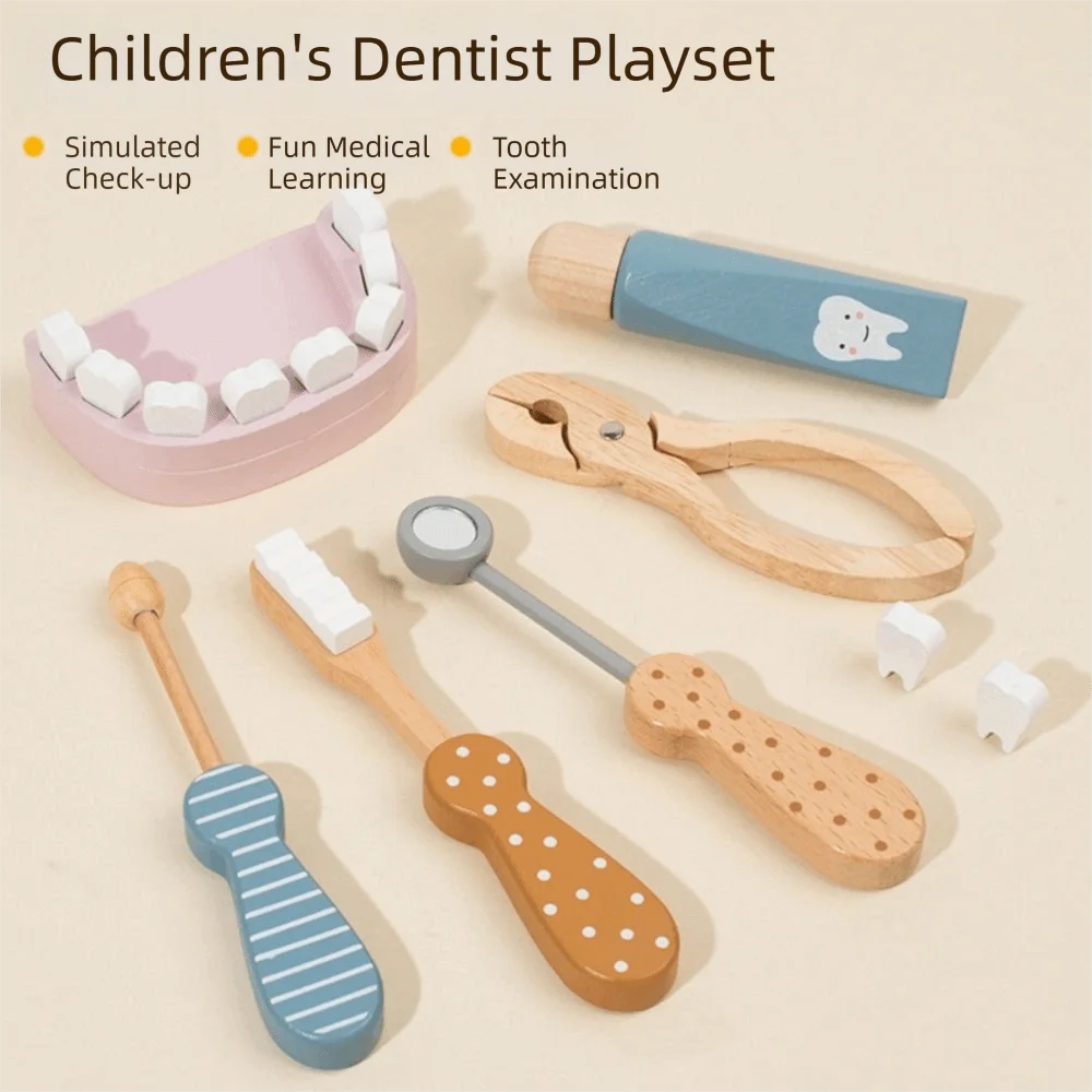 6pcs/set Little Doctor Theme Wooden Doctor Playset Brush Teeth Tool Oral Care Play Oral Dental Set Dentist Role Play
6pcs/set Little Doctor Theme Wooden Doctor Playset Brush Teeth Tool Oral Care Play Oral Dental Set Dentist Role Play