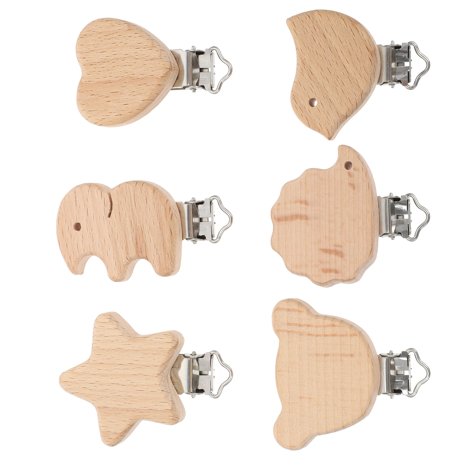 6 Pcs Wood Pacifier Clips Baby Pacifier Chain Clip Teether Chain Holder Cartoon Animal Shape Infant Drool Bibs Accessories
6 Pcs Wood Pacifier Clips Baby Pacifier Chain Clip Teether Chain Holder Cartoon Animal Shape Infant Drool Bibs Accessories