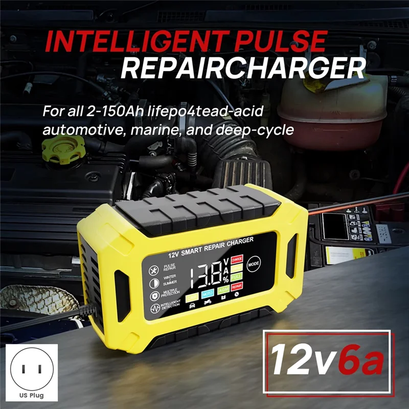 ABSQ-12V 6A умное зарядное устройство для грузовика и мотоцикла, автомобильное зарядное устройство для аккумулятора, импульсный ремонт, цифровой ЖК-дисплей
ABSQ-12V 6A умное зарядное устройство для грузовика и мотоцикла, автомобильное зарядное устройство для аккумулятора, импульсный ремонт, цифровой ЖК-дисплей