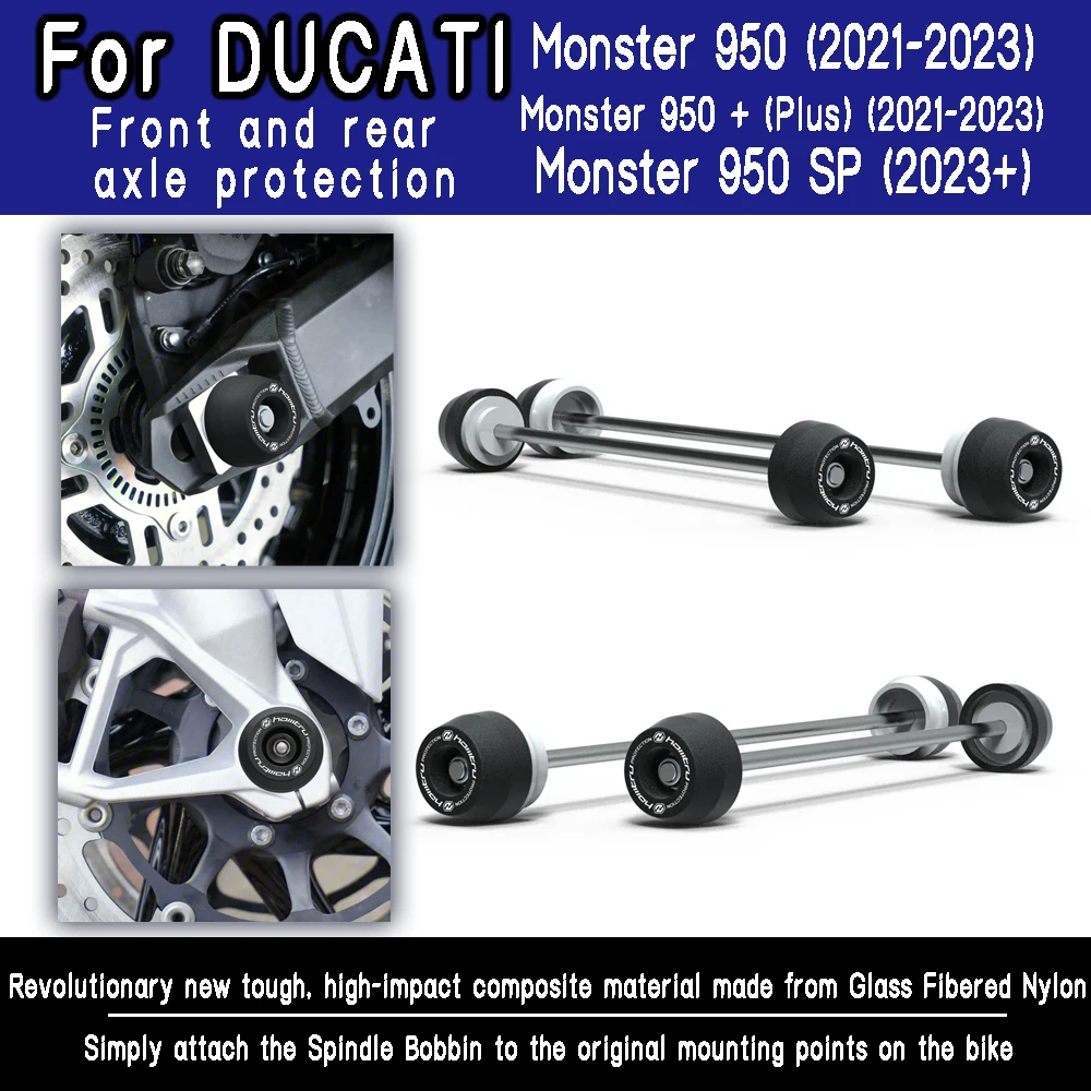 For Ducati Monster 950/Monster 950 SP/Monster 950+Plus Front and rear wheel spindle collision protection motorcycle accessories
For Ducati Monster 950/Monster 950 SP/Monster 950+Plus Front and rear wheel spindle collision protection motorcycle accessories