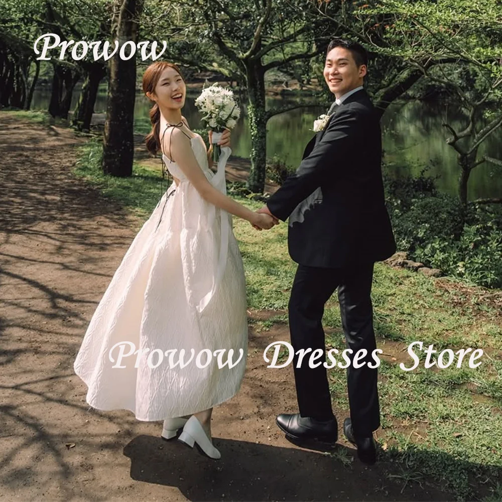 Prowow Modern A Line Wedding Dress Korea Photo Shoot Spaghetti Straps Ankle Length Bridal Gown Lace Up Back Pleats Customized
Prowow Modern A Line Wedding Dress Korea Photo Shoot Spaghetti Straps Ankle Length Bridal Gown Lace Up Back Pleats Customized