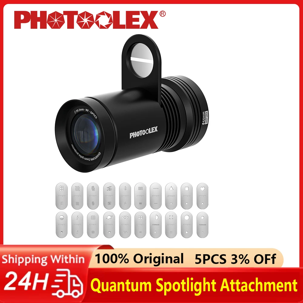 PHOTOOLEX Adjustable Quantum Spotlight Attachment Magnetic alufer Modeling Light Tube For Quantum Series Products 20Pcs Gobos
PHOTOOLEX Adjustable Quantum Spotlight Attachment Magnetic alufer Modeling Light Tube For Quantum Series Products 20Pcs Gobos