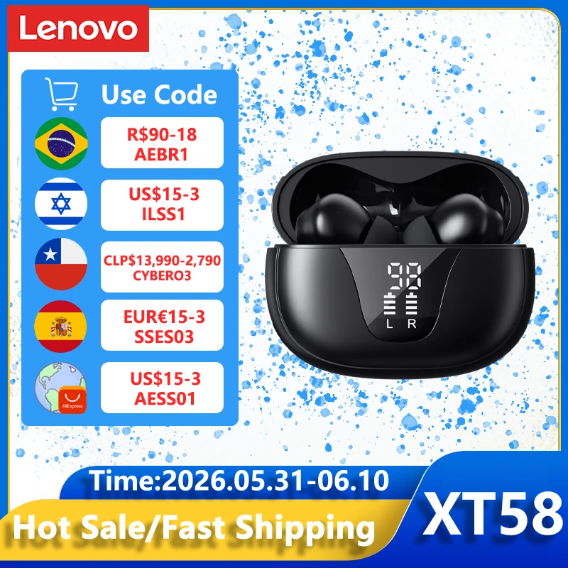 Choice Lenovo XT58 Wireless Bluetooth 5.4 Earphones HIFI Stereo Sound Music Earbuds Long Battery Life Sports Headphones With Mic
Choice Lenovo XT58 Wireless Bluetooth 5.4 Earphones HIFI Stereo Sound Music Earbuds Long Battery Life Sports Headphones With Mic