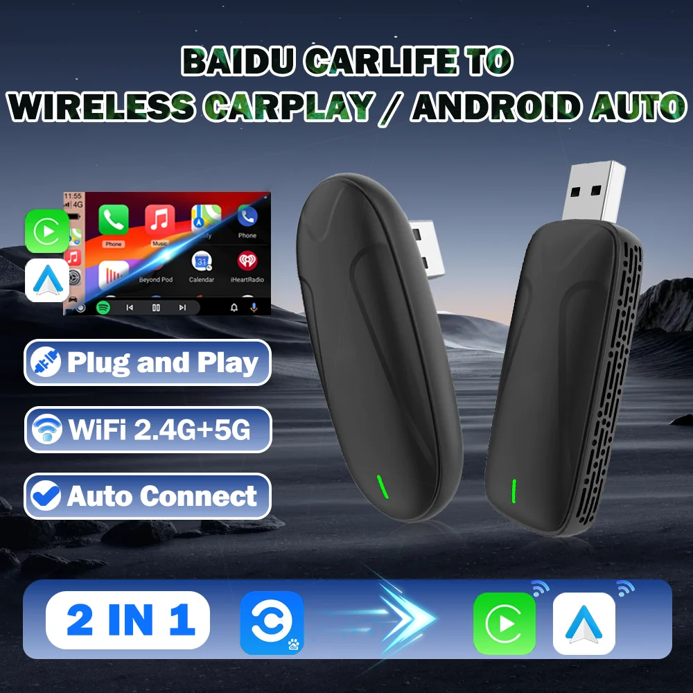 Carlinkit Baidu Carlife to Wireless CarPlay Android Auto Adapter 2 in 1 Streaming Box Plug and Play Auto Connect 2.4G+5G WiFi
Carlinkit Baidu Carlife to Wireless CarPlay Android Auto Adapter 2 in 1 Streaming Box Plug and Play Auto Connect 2.4G+5G WiFi