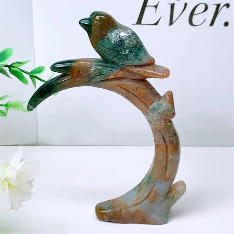 Natural Ocean Jasper Crystal Carving of A Bird On A Branch Fashion Holiday Gift, Quartz Carving, Healing, Home Decoration, 1Pc
Natural Ocean Jasper Crystal Carving of A Bird On A Branch Fashion Holiday Gift, Quartz Carving, Healing, Home Decoration, 1Pc