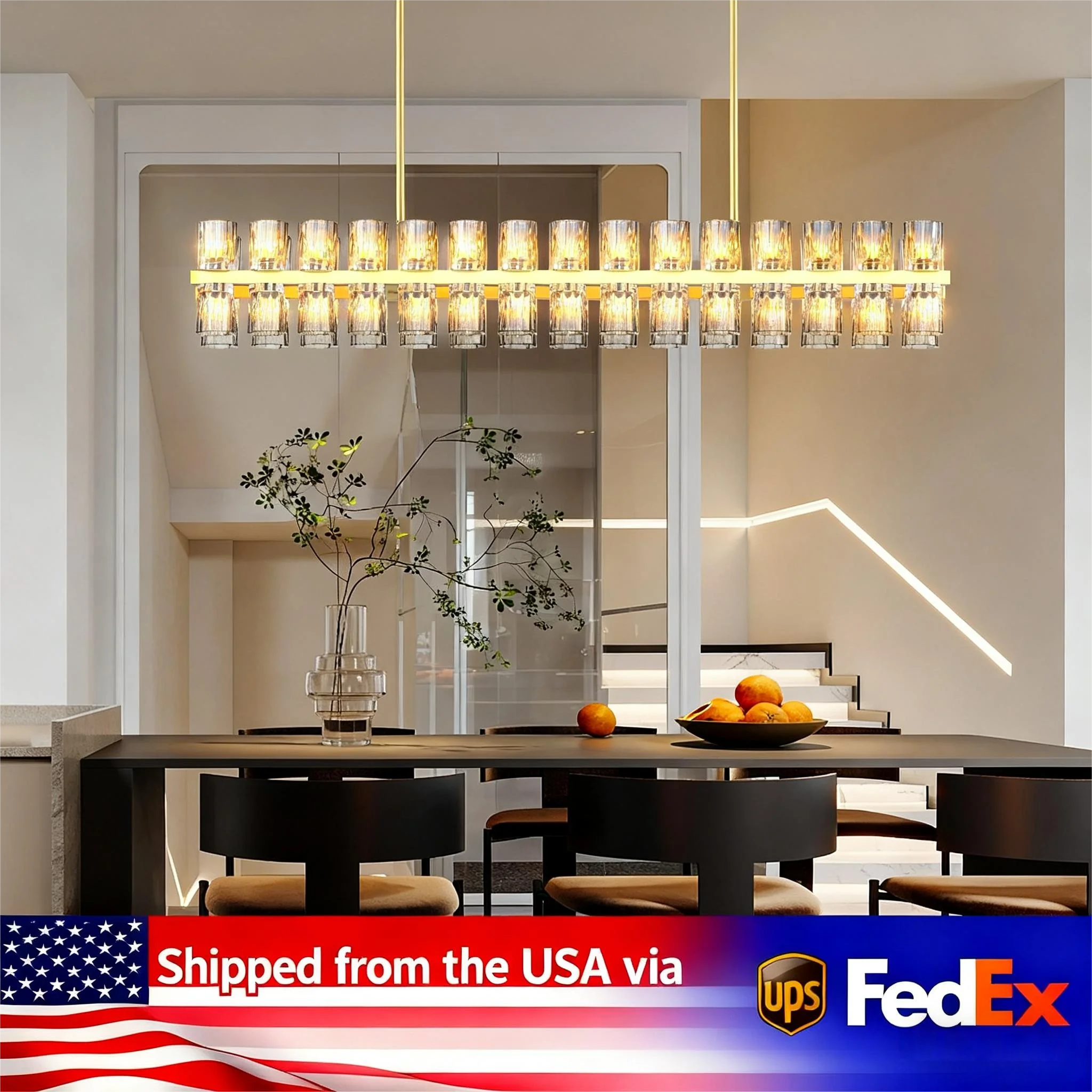 Crystal Gold Rectangular Chandelier for Dining Room, 54in Dining Room Chandelier over Table, Modern Chandelier
Crystal Gold Rectangular Chandelier for Dining Room, 54in Dining Room Chandelier over Table, Modern Chandelier
